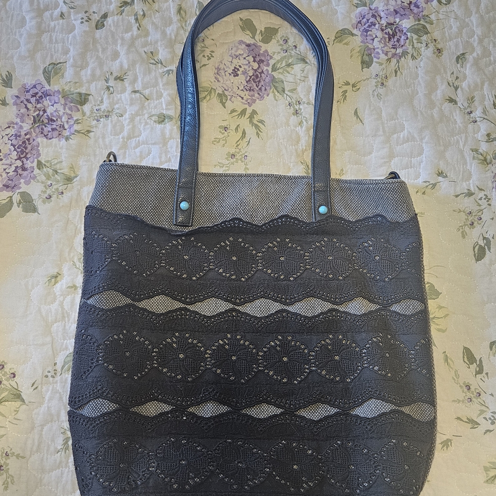 Mudd Black Lace Tote Bag